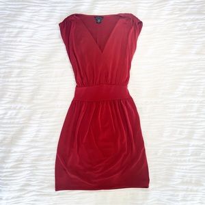 Small V-Line Maroon Mini Dress